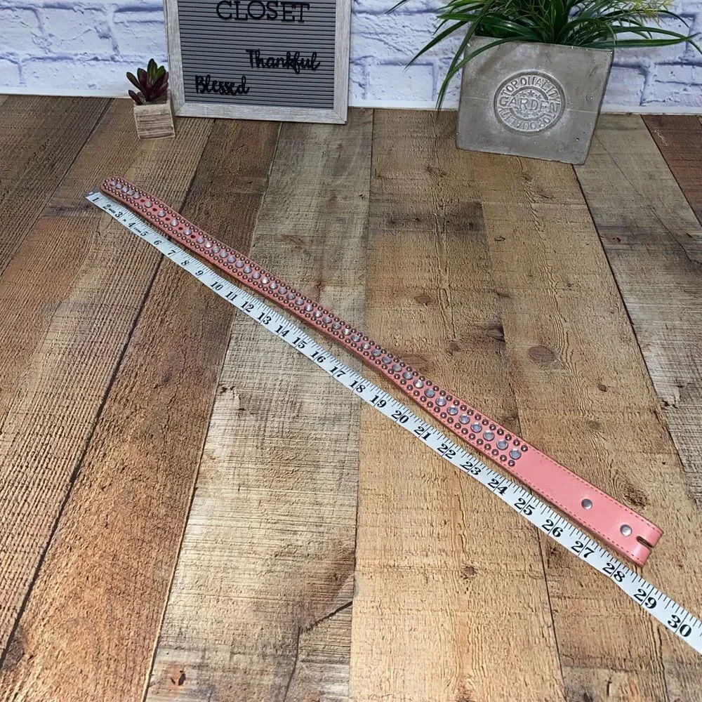 DDD 3D Pink Leather Belt Studded Rhinetsone Western Cowgirl‎ Youth 24 No Buckle